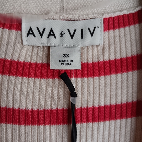 Ava & Viv Red and Cream Striped Cardigan - Picture 4 of 6
